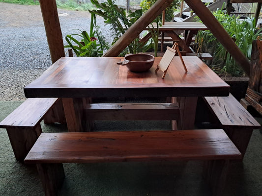 "Juego de Comedor Macizo Rustico en Madera Maciza"
