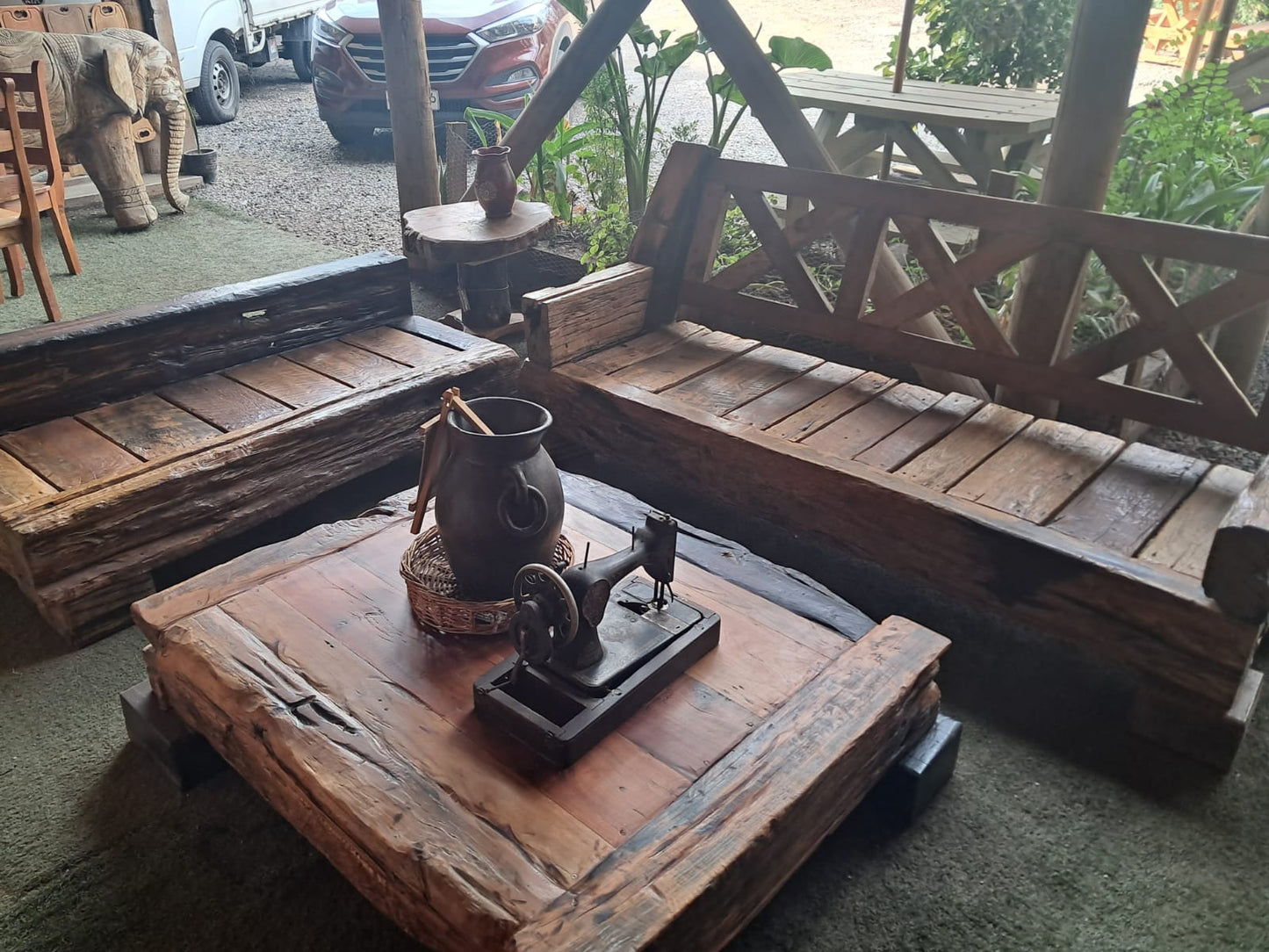 juego de living rustico durmientes