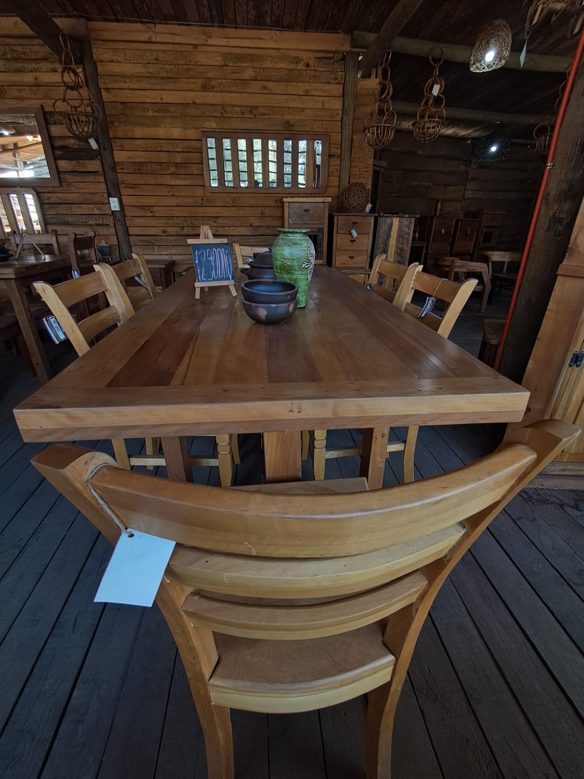 Gran Comedor Rústico de madera de 8 Sillas