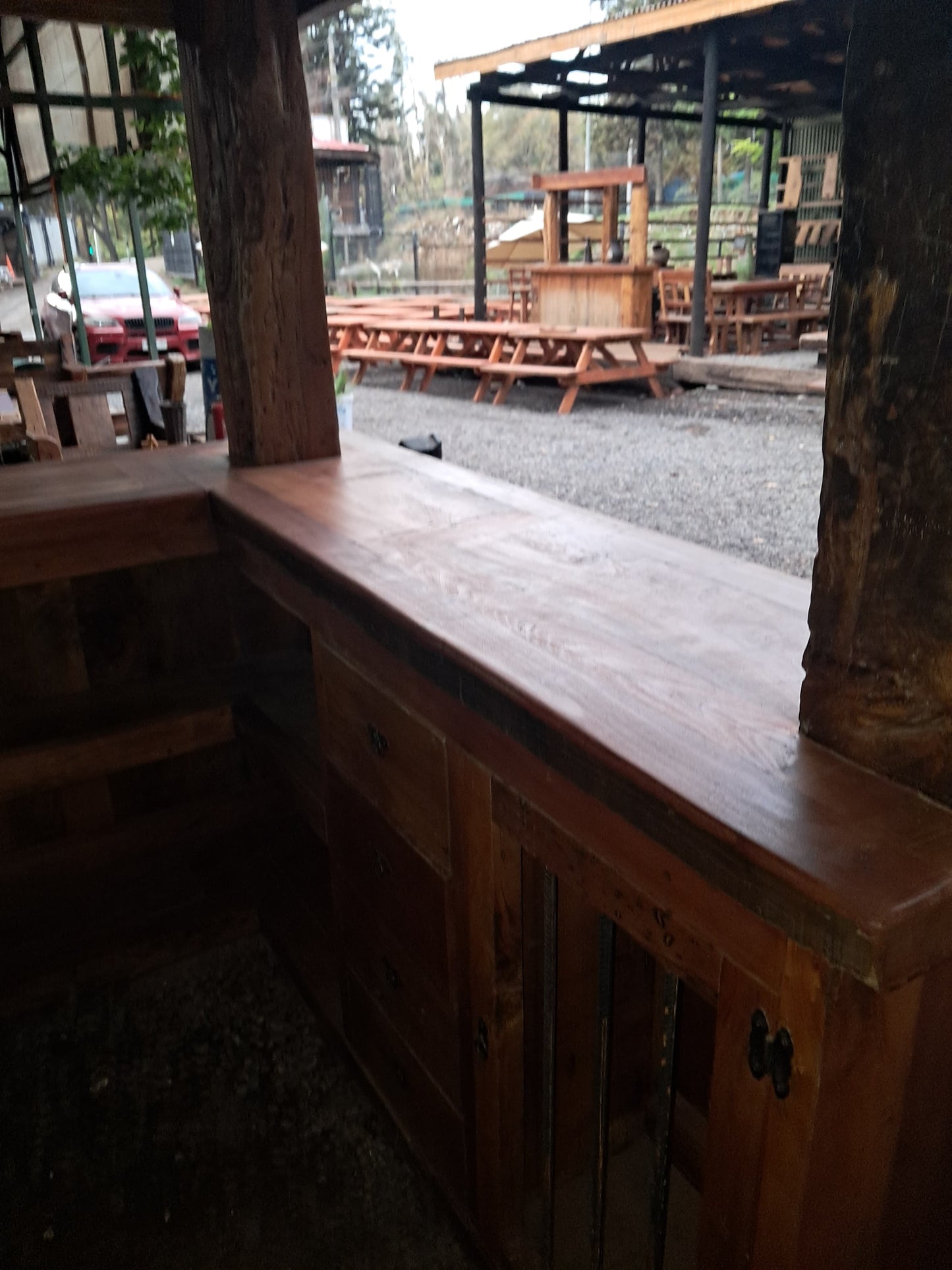 Bar Esquinero Rústico de Madera de roble