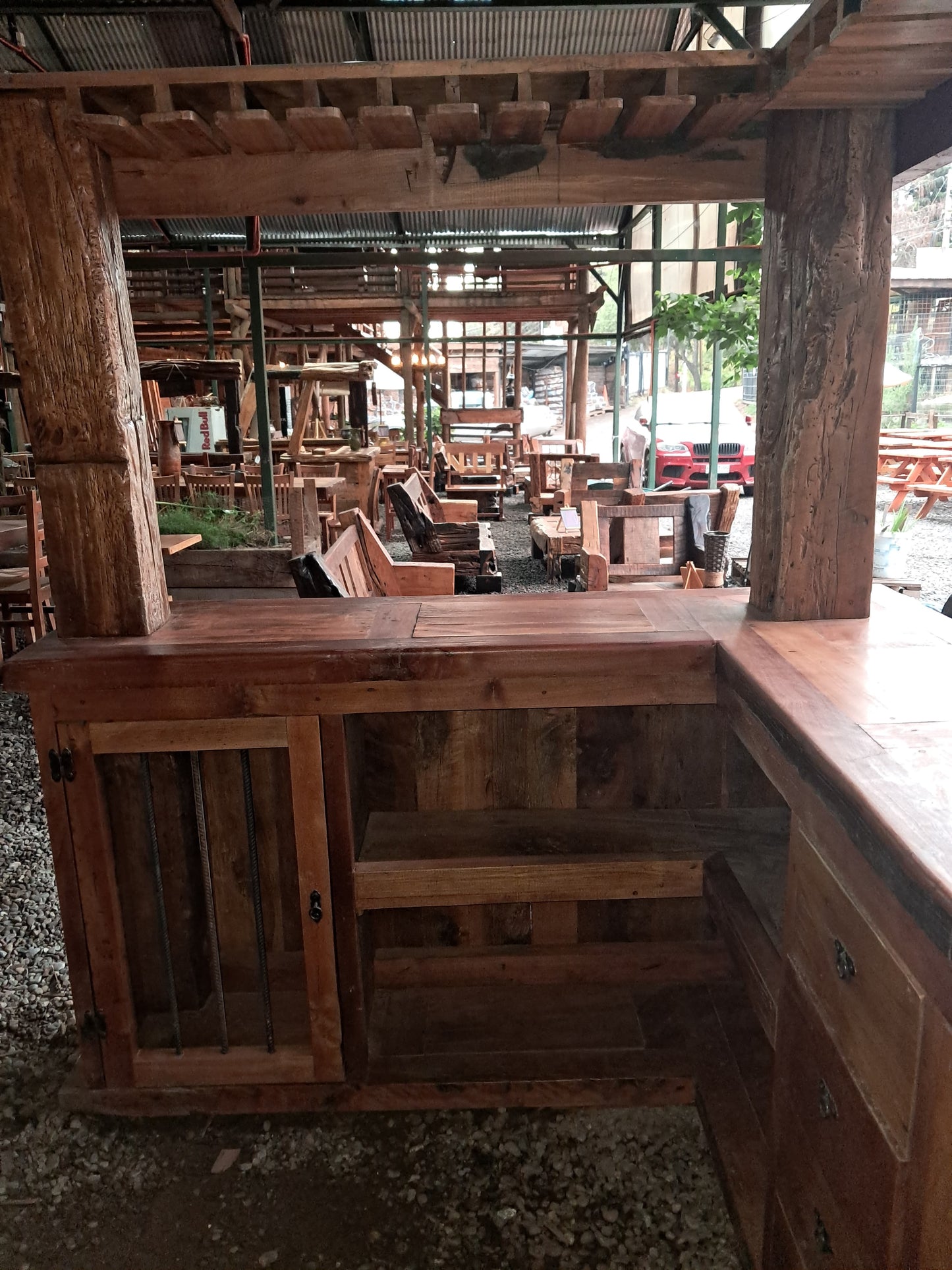Bar Esquinero Rústico de Madera de roble