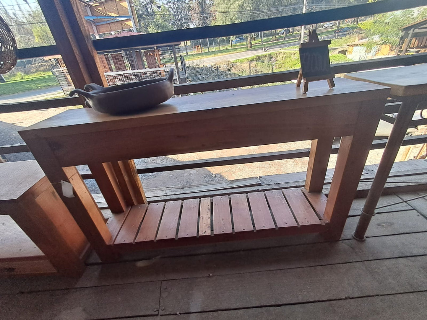 Arrimo Rústico de Madera de roble con Repisa