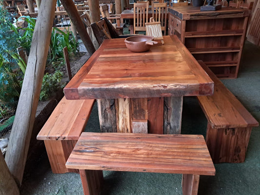 "Juego de Comedor Macizo Rustico en Madera Maciza"
