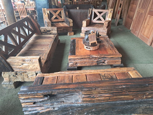juego de living rustico durmientes