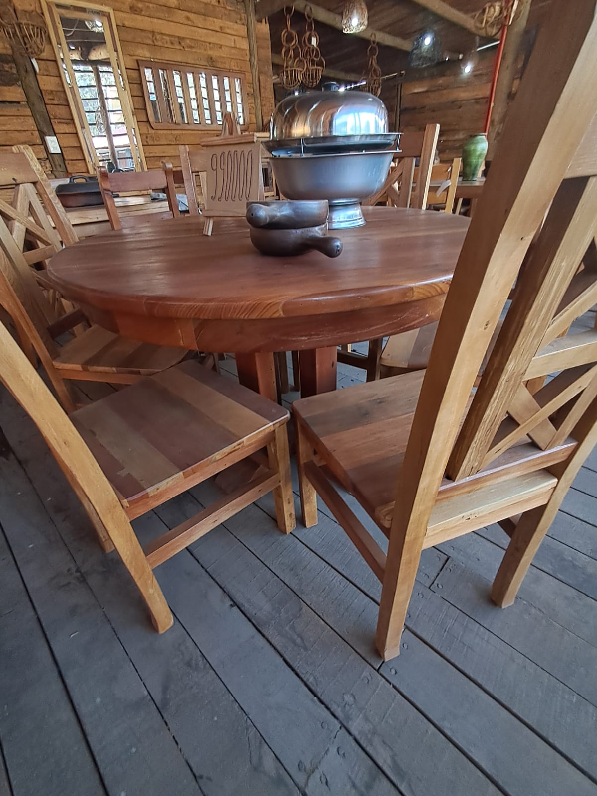 comedor Redondo Rústico de madera de roble