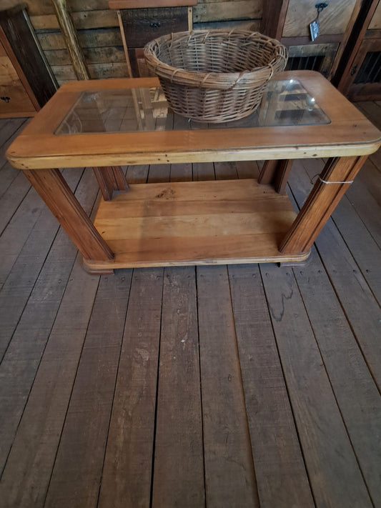 Mesa de Centro con Vidrio Templado y Estante Inferior